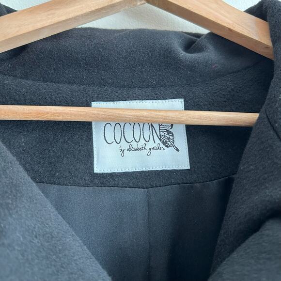 Cocoon By Elizabeth Geisler High Street Swing Cape Coat Black 12 - Picture 5 of 7